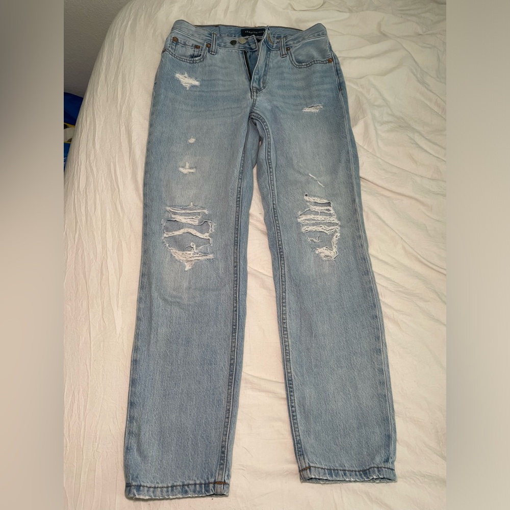 Aeropostale Blue Ripped High Rise Mom Jeans